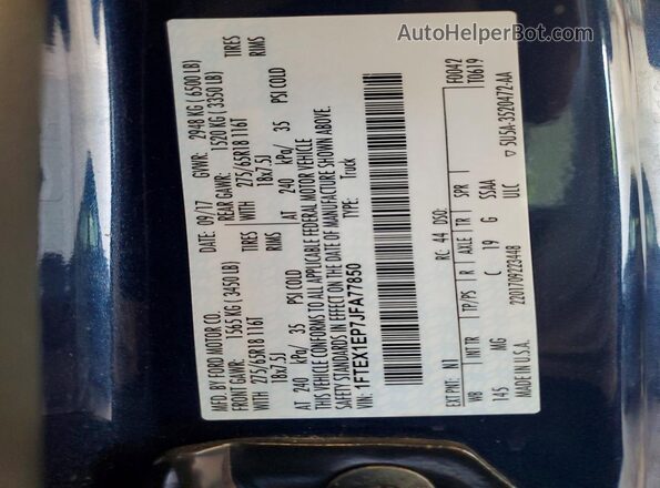 1FTEX1EP7JFA77850 2018 FORD F150 Blue Widok komory silnika