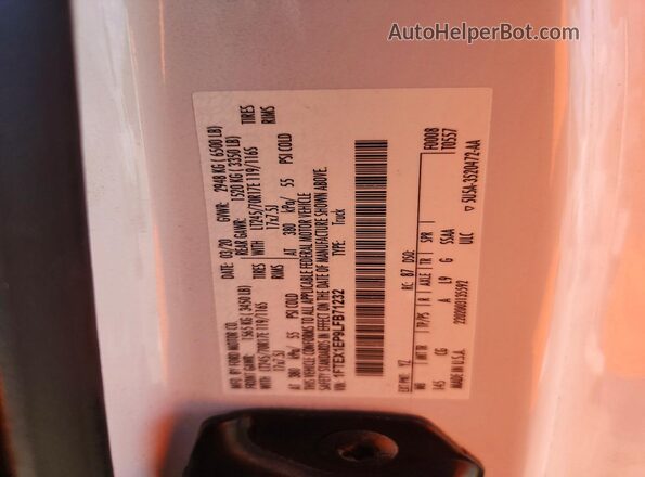 1FTEX1EP9LFB71232 2020 FORD F150 White Vista del compartimento del motor