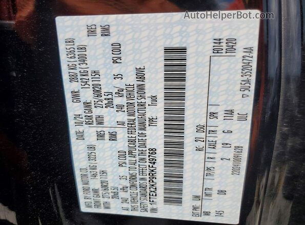 1FTEX2KP9RKF49768 2024 FORD F150 Black Շարժիչի բաժամունքի տեսք
