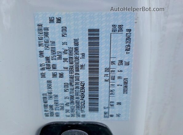 1FTEX2LP4SKE56421 2025 FORD F150 White VIN կոդի պիտակի տեսք