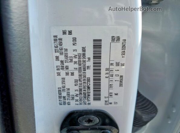 1FTFW1E13MFC73503 2021 FORD F150 White ძრავის განყოფილების ხედი