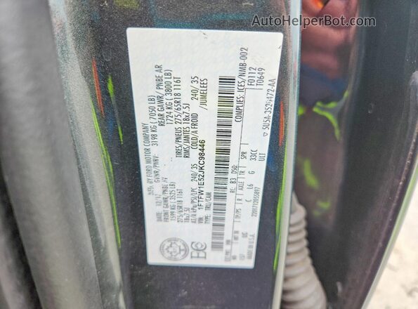 1FTFW1E52JKC98446 2018 FORD F150 Gray Widok naklejki z numerem VIN