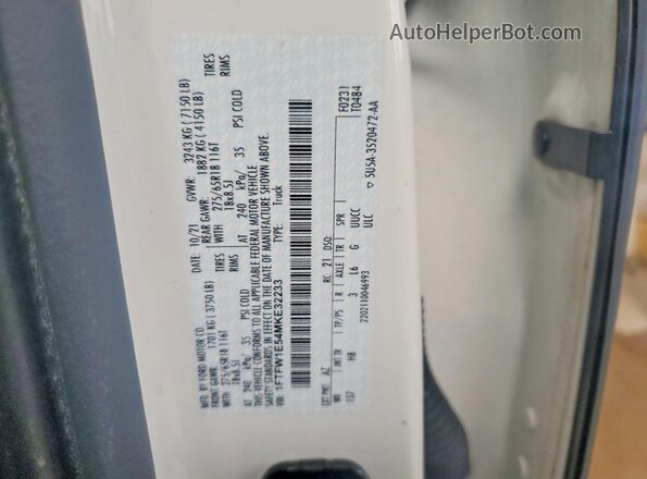 1FTFW1E54MKE32233 2021 FORD F150 White Widok komory silnika
