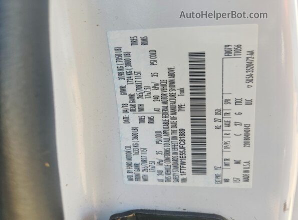 1FTFW1E55JFC81889 2018 FORD F150 White ძრავის განყოფილების ხედი