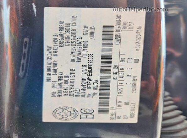 1FTFW1E56JFE28558 2018 FORD F150 Burgundy Widok naklejki z numerem VIN