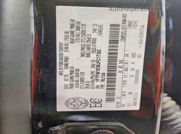 1FTFW1E58JFC17362 2018 FORD F150 Black Engine compartment view