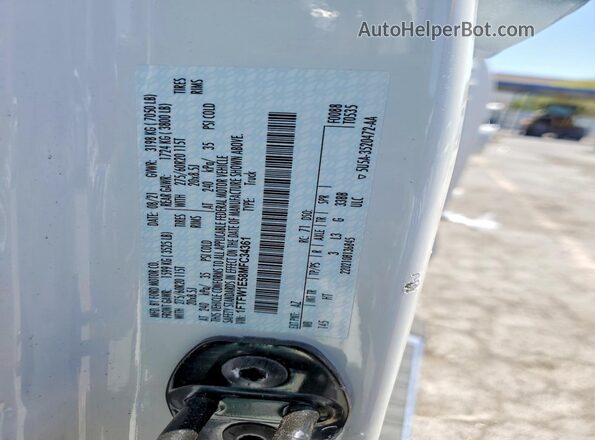 1FTFW1E58MFC34361 2021 FORD F150 White Vista de la etiqueta del VIN