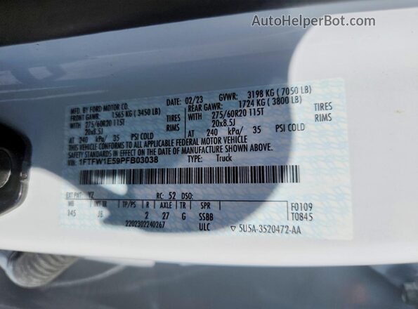1FTFW1E59PFB03038 2023 FORD F150 Белый Вид подкапотного пространства