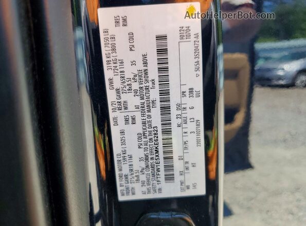 1FTFW1E5XMKE62823 2021 FORD F150 Black Vista de la etiqueta del VIN