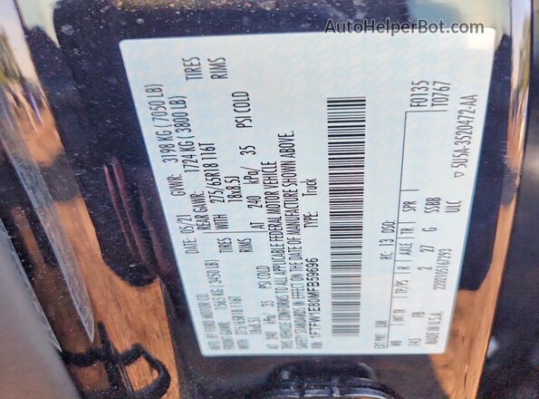 1FTFW1E80MFB59696 2021 FORD F150 Черный Вид подкапотного пространства