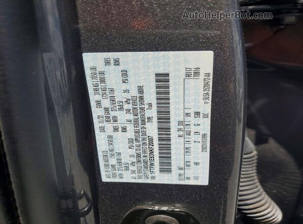 1FTFW1E83NKF20007 2022 FORD F150 Silver Widok naklejki z numerem VIN