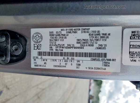 1FTFW1E84PFB09565 2023 FORD F150 Silver ძრავის განყოფილების ხედი