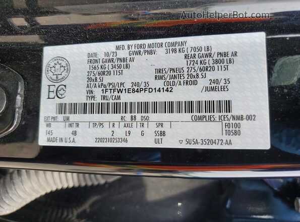 1FTFW1E84PFD14142 2023 FORD F150 Black Вид підкапотного простору