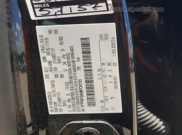 1FTFW1E86MFC91393 2021 FORD F150 Черный Вид наклейки с VIN-кодом