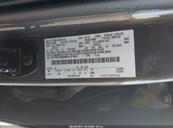 1FTFW1E88MFC47895 2021 FORD F150 Серый Вид подкапотного пространства