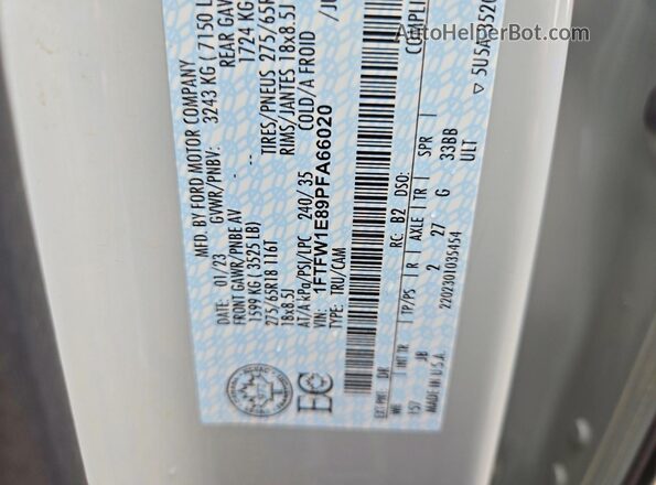 1FTFW1E89PFA66020 2023 FORD F150 Серый Вид подкапотного пространства