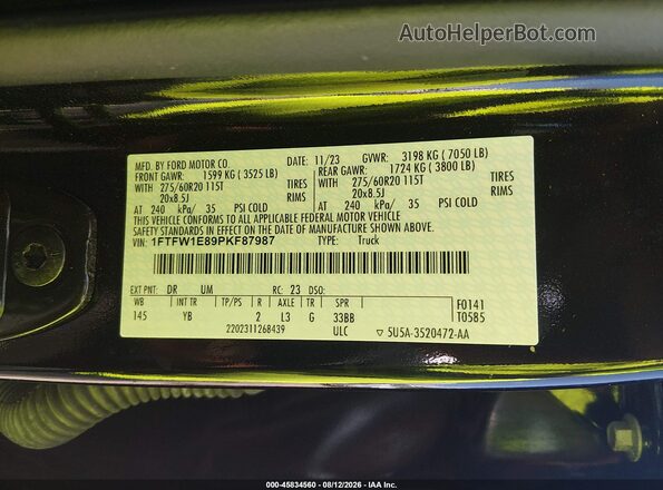 1FTFW1E89PKF87987 2023 FORD F150 Gray Widok komory silnika
