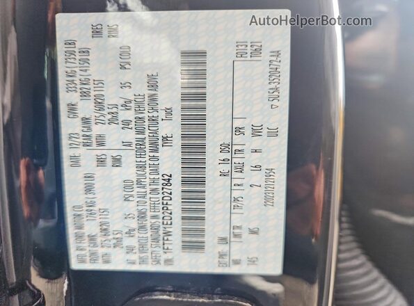 1FTFW1ED2PFD27842 2023 FORD F150 Черный Вид подкапотного пространства
