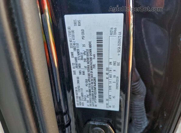 1FTFW1ED3NFA45285 2022 FORD F150 Blue Vista del compartimento del motor
