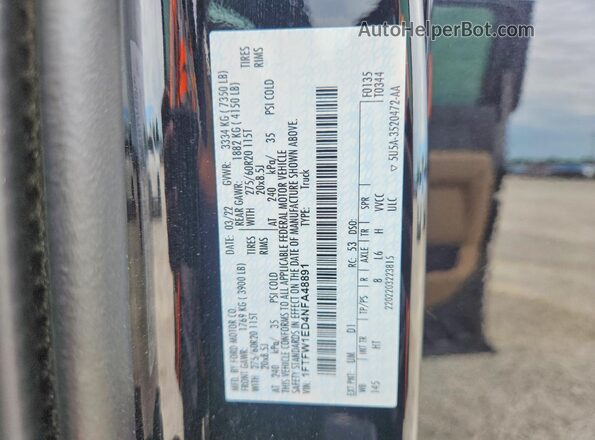 1FTFW1ED4NFA48891 2022 FORD F150 Black Vista de la etiqueta del VIN