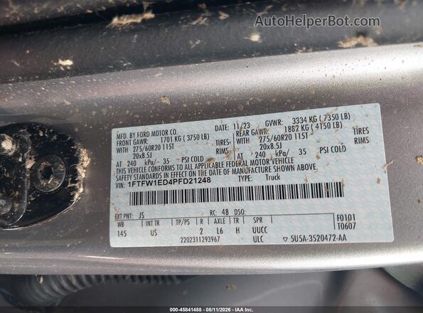 1FTFW1ED4PFD21248 2023 FORD F150 Серебряный Вид подкапотного пространства