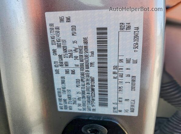 1FTFW1ED5MFB13987 2021 FORD F150 Silver Вид підкапотного простору