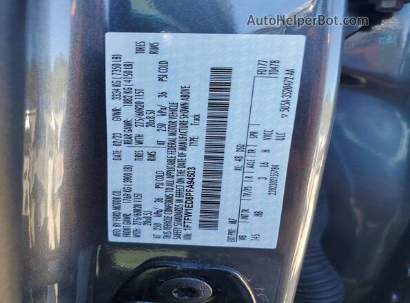 1FTFW1ED8PFA94503 2023 FORD F150 Gray Widok naklejki z numerem VIN