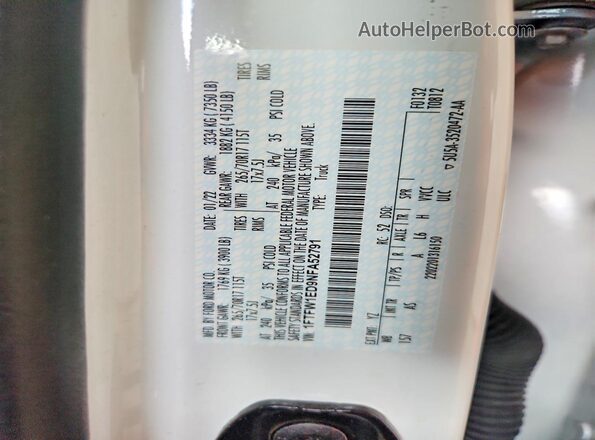 1FTFW1ED9NFA52791 2022 FORD F150 White ძრავის განყოფილების ხედი