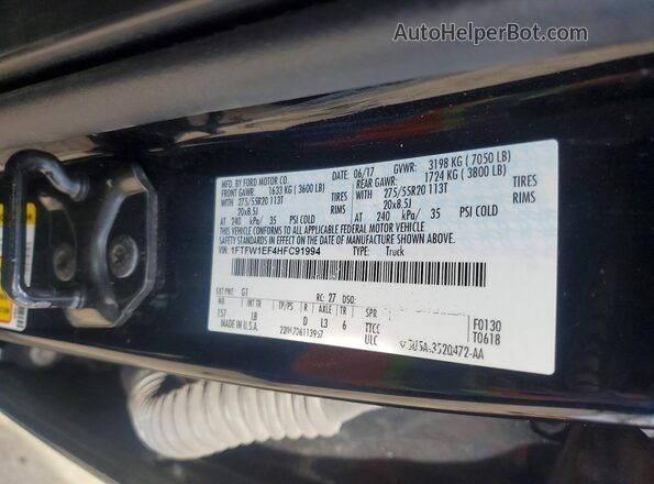 1FTFW1EF4HFC91994 2017 FORD F150 Black Engine compartment view