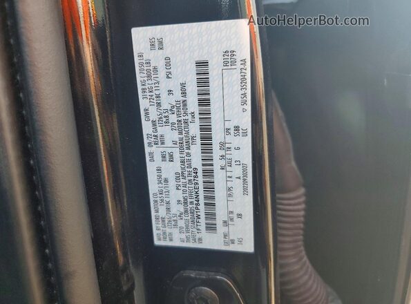 1FTFW1P84NKE97849 2022 FORD F150 Black VIN sticker view