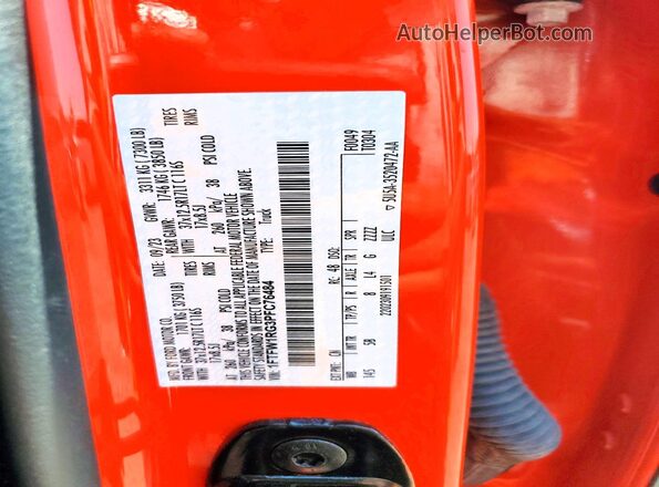 1FTFW1RG3PFC76484 2023 FORD F150 Orange VIN sticker view