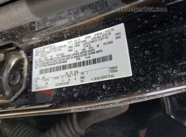 1FTFW1RG4KFC87826 2019 FORD F150 Black VIN կոդի պիտակի տեսք