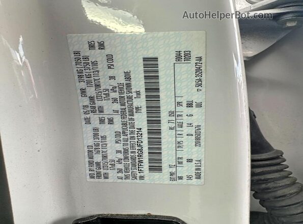 1FTFW1RG8JFD13214 2018 FORD F150 White 