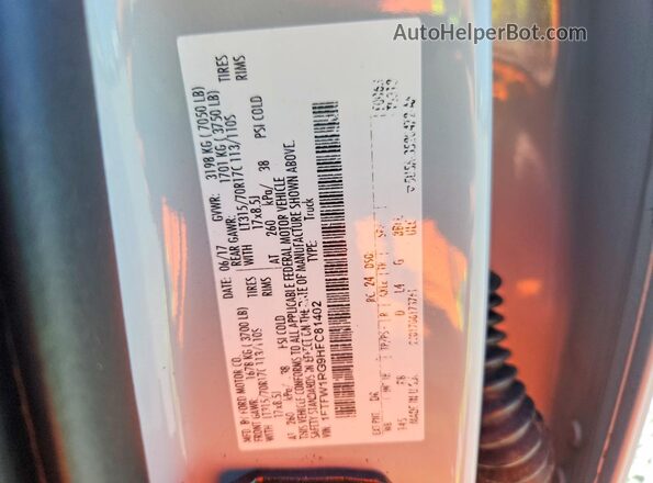 1FTFW1RG9HFC81402 2017 FORD F150 Gray VIN sticker view