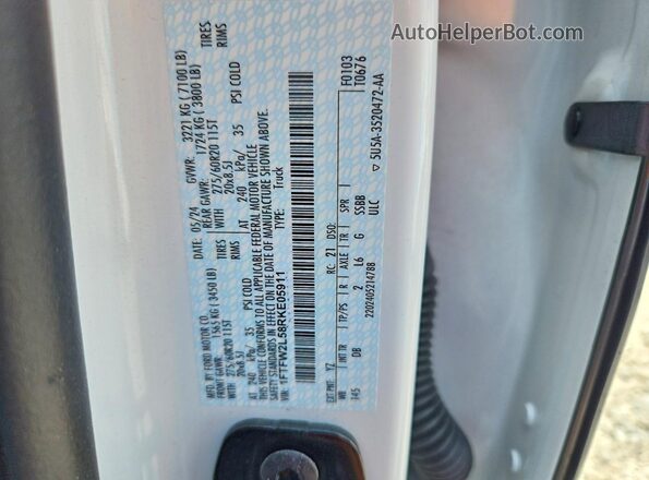 1FTFW2L58RKE05911 2024 FORD F150 White ძრავის განყოფილების ხედი
