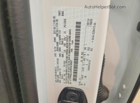 1FTFW2L5XRFA18527 2024 FORD F150 White Engine compartment view