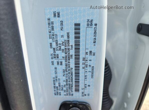 1FTFW3L85SKD85770 2025 FORD F150 White Вид підкапотного простору