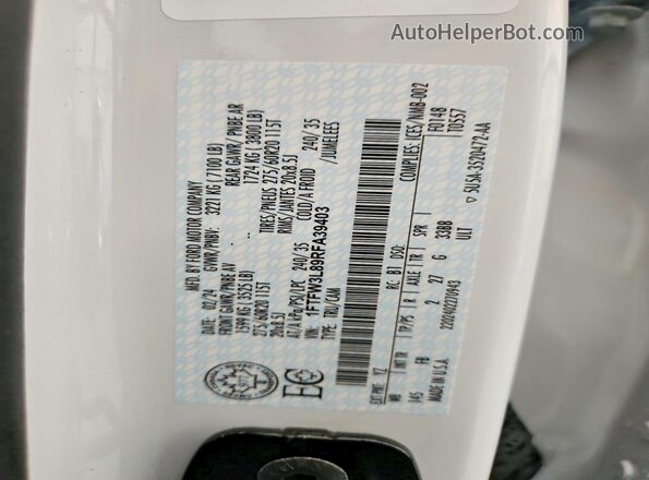 1FTFW3L89RFA39403 2024 FORD F150 White Շարժիչի բաժամունքի տեսք