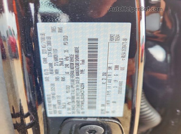 1FTFW5L8XSKD74209 2025 FORD F150 Black VIN კოდის სტიკერის ხედი