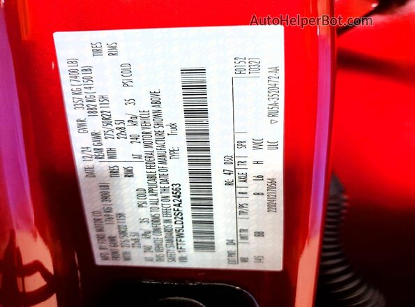 1FTFW5LD2SFA24563 2025 FORD F150 Red Вид підкапотного простору