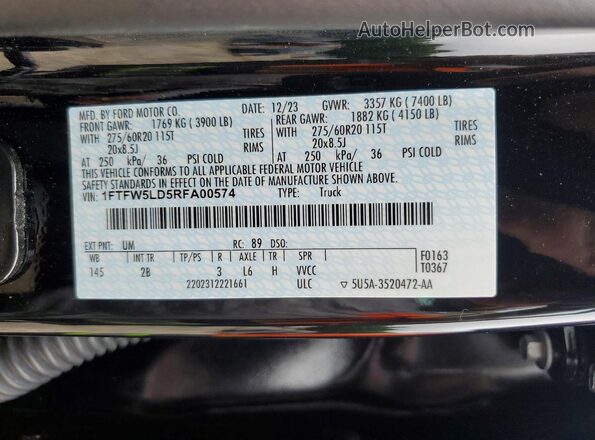 1FTFW5LD5RFA00574 2024 FORD F150 Black Вид підкапотного простору