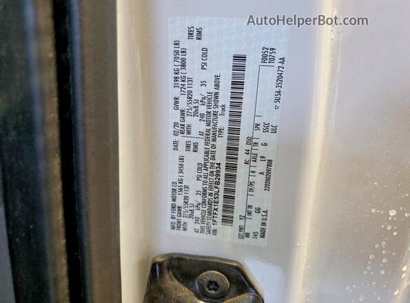 1FTFX1E53LFB29934 2020 FORD F150 White Вид підкапотного простору