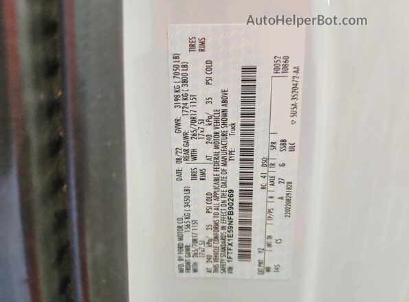1FTFX1E59NFB90269 2022 FORD F150 White Vista del compartimento del motor