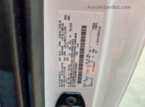 1FTFX1E8XMKE24905 2021 FORD F150 Белый Вид подкапотного пространства