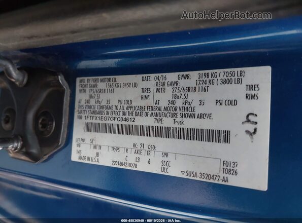 1FTFX1EG7GFC04612 2016 FORD F150 Black Widok komory silnika