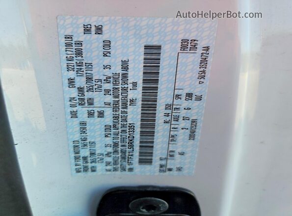 1FTFX1L58RKD13351 2024 FORD F150 White ძრავის განყოფილების ხედი