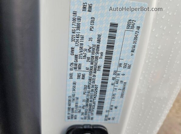 1FTFX3L87TKD22507 2026 FORD F150 White Vista del compartimento del motor