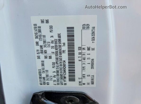 1FTMF1C54KKD60134 2019 FORD F150 White Widok komory silnika