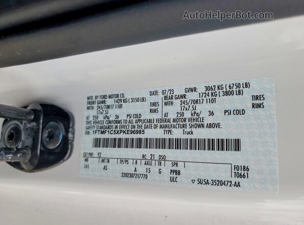 1FTMF1C5XPKE96985 2023 FORD F150 White Вид підкапотного простору