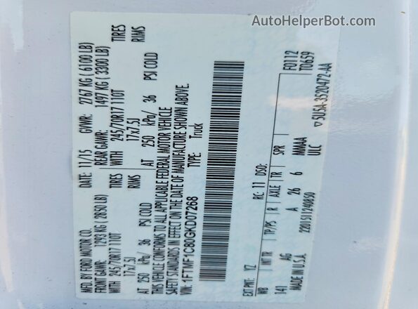 1FTMF1C80GKD07268 2016 FORD F150 White Widok komory silnika